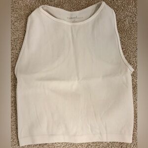 White Ribbed Cropped Tank Top